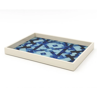 Blue and White Geometric Tray