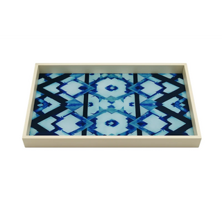 Blue and White Geometric Tray Top Profile