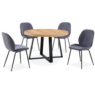 Boston Round Nexus Dining Table With 4 Grey Chairs