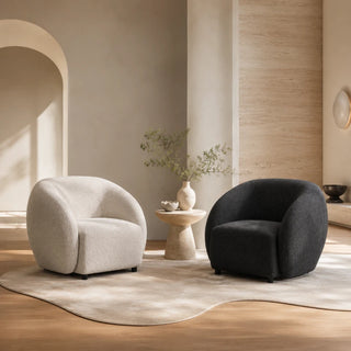 Both Charcoal and Quartz Aspen Boucle Fabric Armchairs