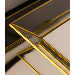 Brass Bevelled Glass Tray Close-up