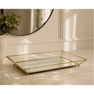 Brass Bevelled Glass Tray On Counter Top