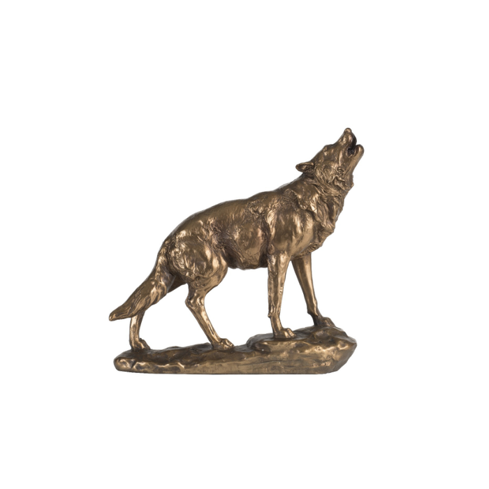 Bronze Full Moon Howling Wolf Statue
