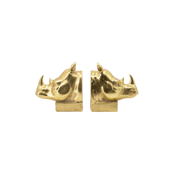 Bronze Rhino Bookends