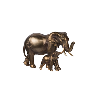 Bronzed Africa Mother And Baby Elephant Statue Ornament