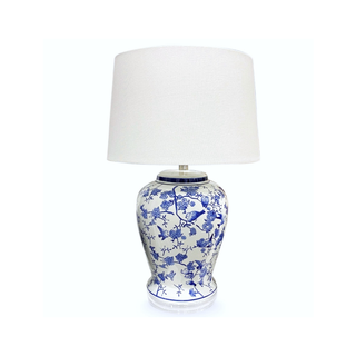 Brooklynn Blue and White Porcelain Table Lamp with white shade for Australian interiors.