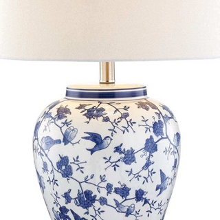 Brooklynn Blue & White Porcelain Table Lamp zoomed in 