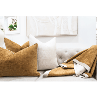 Brown Throw with White Border Set