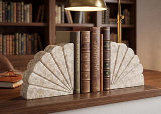 Fan-Shaped Marble Bookend Set