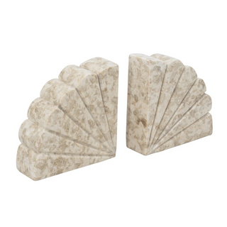 Fan-Shaped Marble Bookend Set