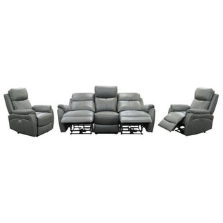 Camden Luxe Leather Electric Recliner Lounge Set Gunmetal