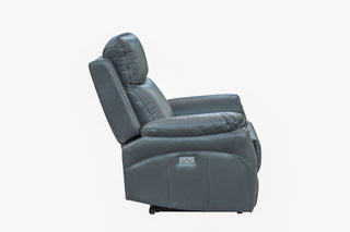 Camden Luxe Leather Electric Recliner Lounge Set Gunmetal Single Side Profile