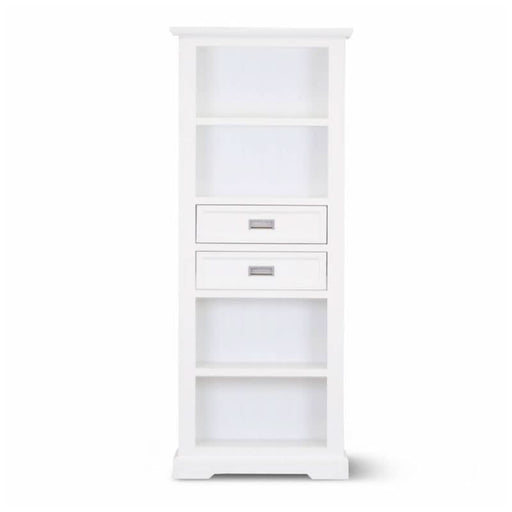 Cape Cod Charm: Brushed White Coastal Bookcase