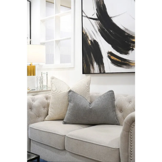 Charcoal Grey Weave Cushion On Sofa