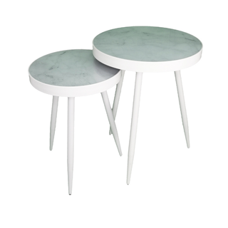 Charming Circle of Bliss: Round Tea Table in Pristine White Close Up Look