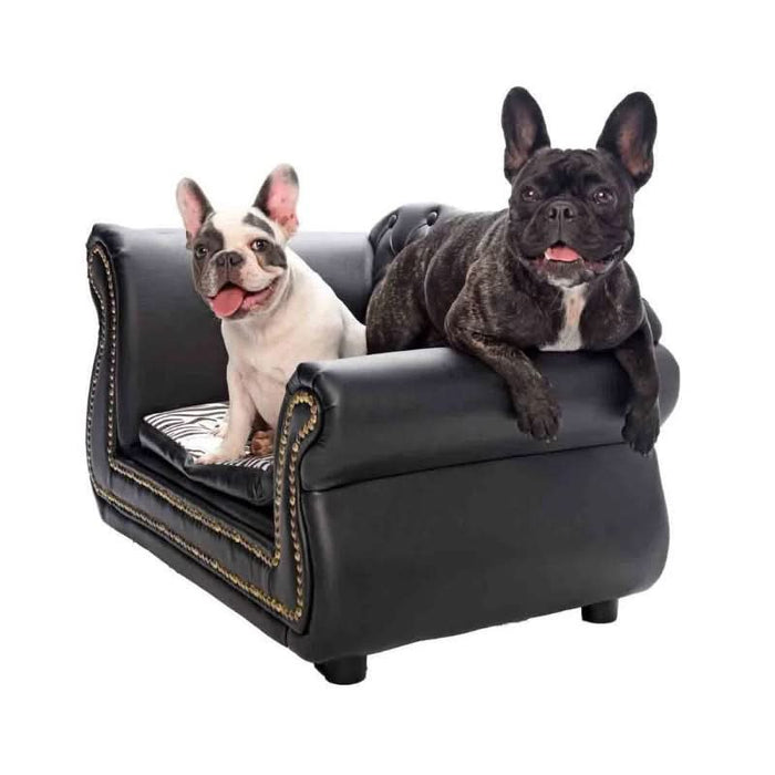 Chesterfield PU Leather Luxury Pet Bed Dog Sofa Side Profile