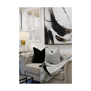 Chic Contrast Grey Black Double Sided Throw  living room set