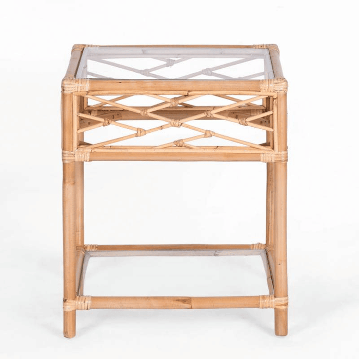 Chippendale Tan Bedside Table front view