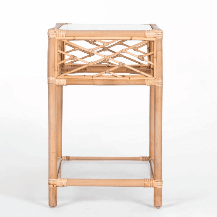 Chippendale Tan Bedside Table side view