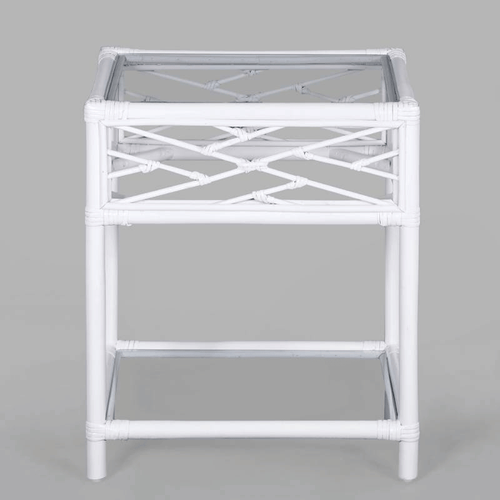 Chippendale White Bedside Table front view