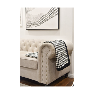 Classic Elegance Houndstooth Black Trim Throw On Sofa 