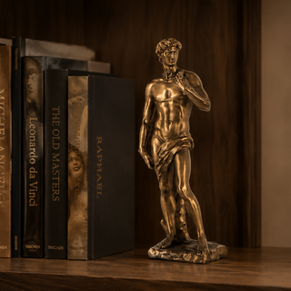 Classical Bronze Figure Statue styled on a bookshelf