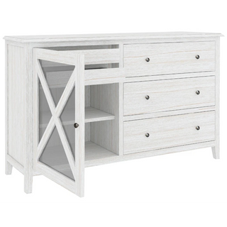 Clifton 5 Drawer Open Glass Door Dresser