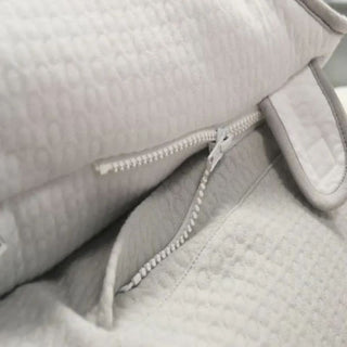 Close-up of Love N Care Nova Pregnancy Pillow with zipper and flap