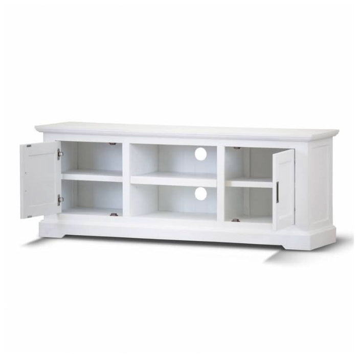 Coastal Breeze White TV Entertainment Unit Open Compartments