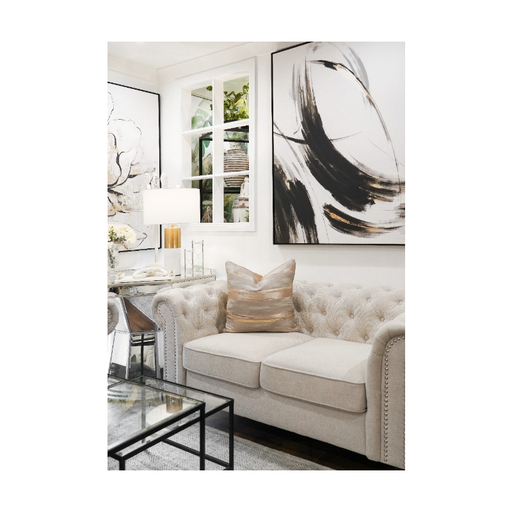 Copper StripyRoads Golden Earthy Grey Modern Cushion