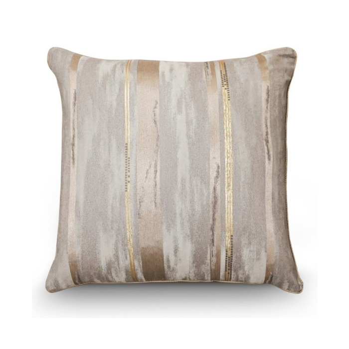 Copper StripyRoads Golden Earthy Grey Modern Cushion 55 x 55 cm