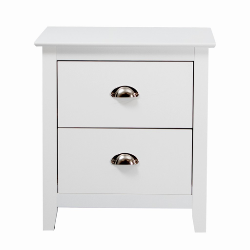 Costway Double Drawer Bedside Table Front View