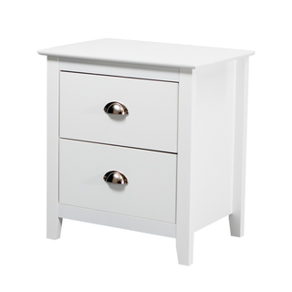 Costway Double Drawer Bedside Table Side View
