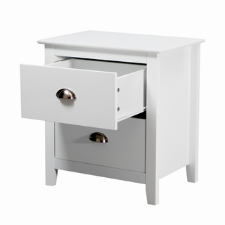 Costway Double Drawer Bedside Table Side View open drawer