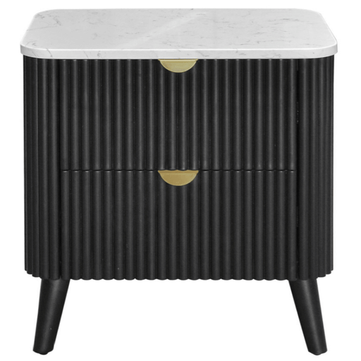 Cotswold Double Drawer Bedside Table Black