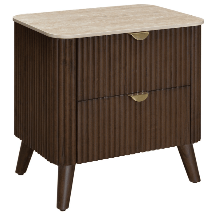 Cotswold Double Drawer Bedside Table Brown 