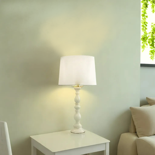 Country Table Lamp Off-White Base White Shade Lamp - Shopica