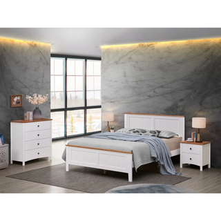 Courtney White and Timber Bed Frame Bedroom