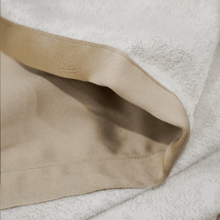 Cream Double Sided Throw with Gold Trim Close-up
