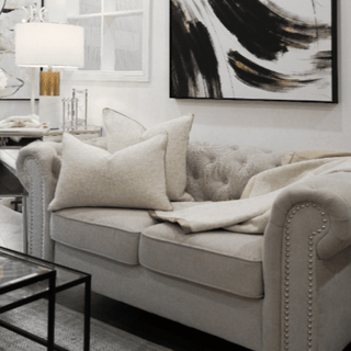Cream Double Sided Throw with Gold Trim Set