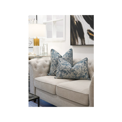 Cream and Blue Modern Pattern Woven Cushion Collection