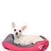 Dog Sitting on Dreamy Pink Plush Luxe Pet Princess Bed
