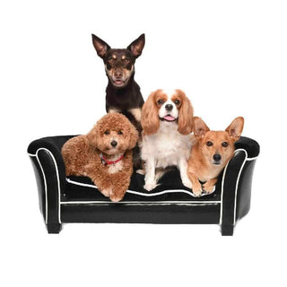 Dogs on the Large Velvet Black & White Premium Pet Sofa Bed
