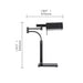 Dolche Black Leather handle Desk Lamp Dimensions