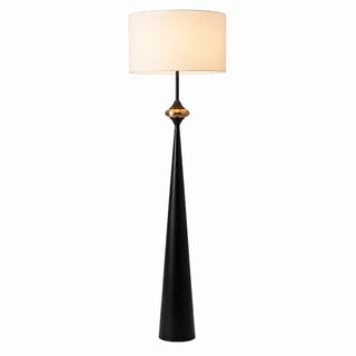 Dolche Floor Lamp with black base, golden touch and beige shade