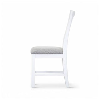 Dover White Fabric Coastal Dining Chair Side Profile