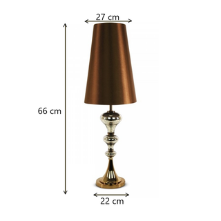 Dubai Gold Lamp 66×27 cm with measurements – tall metallic table lamp for living room or bedside styling.
