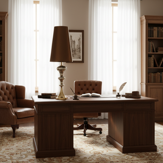 Elegant gold glass table lamp on executive desk 