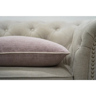 Dusty Mauve Cushion with Cream Piping Close-up