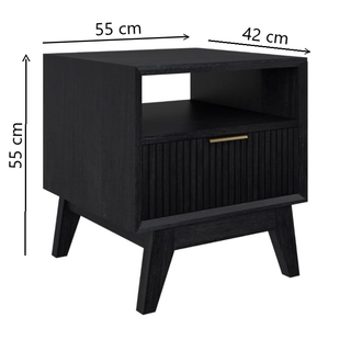 Eclipse Ella 1 Drawer Acacia Lamp Table Brushed Black Dimensions